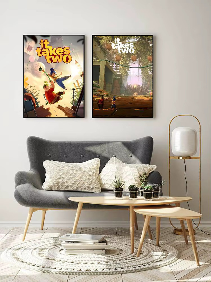 Bilibili It Takes Two Poster-Aufkleber, wasserfester Wandkunst-Aufkleber in Mehrfarben für Wohnzimmer und Schlafzimmer - Bild 7