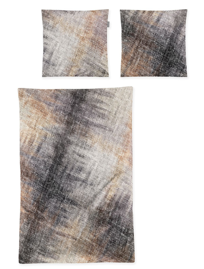 Irisette Zobel Flausch Cotton Bettwäsche mit Bettbezug und Kissenbezug, grau beige marmoriert, B/H: 155 x 220 cm und 80 x 80 cm - Bild 1