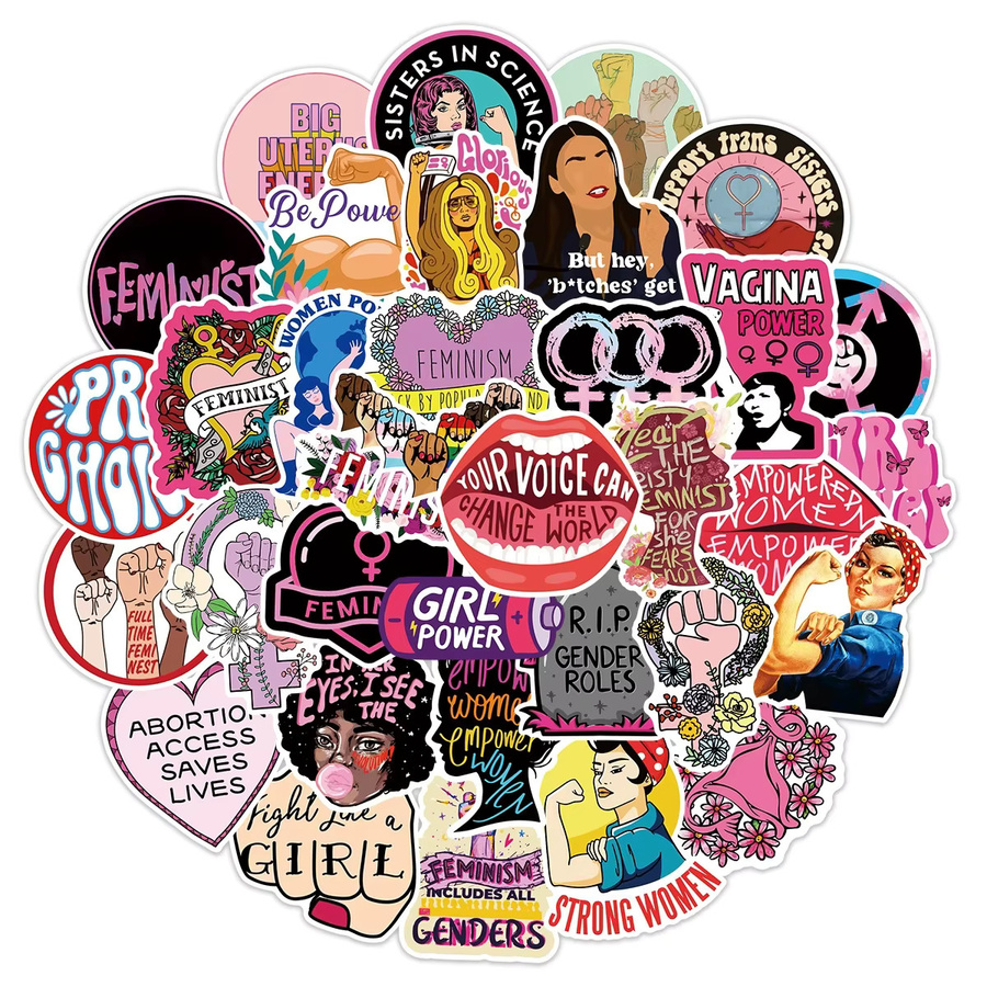 50 oder 100 Stück wasserfeste Damen-Themen-Doodle-Aufkleber in Multicolour für Notebook, Helm, Kühlschrank und Handyhülle - Bild 2
