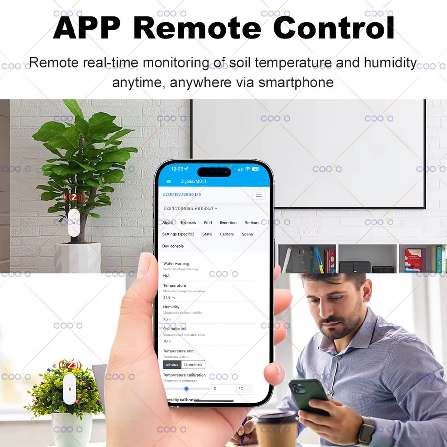 coolo ZigBee Bodenfeuchtigkeitssensor zur Messung von Feuchtigkeit und Temperatur in Weiß für Gartenautomatisierung und Home Assistant Unterstützung - Bild 2