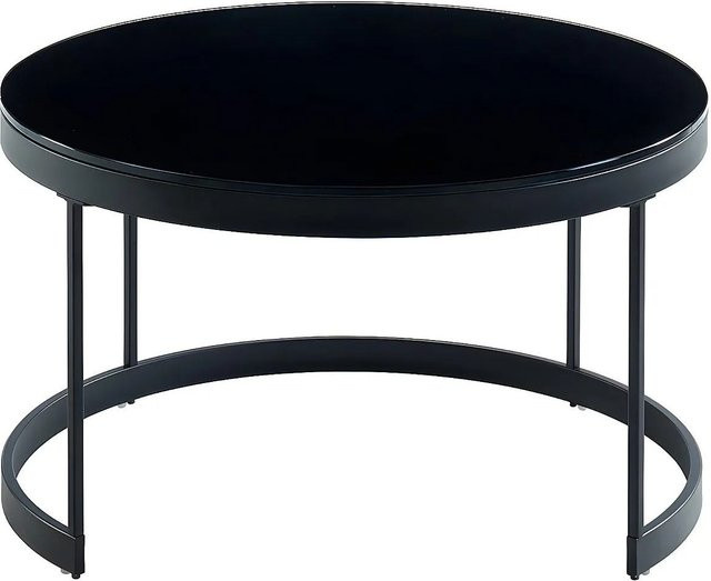 Couchtisch Billie Vente-unique in Schwarz und Weiß mit Sicherheitsglas und Metall, B/T/H: 70 x 70 x 42 cm - Bild 1