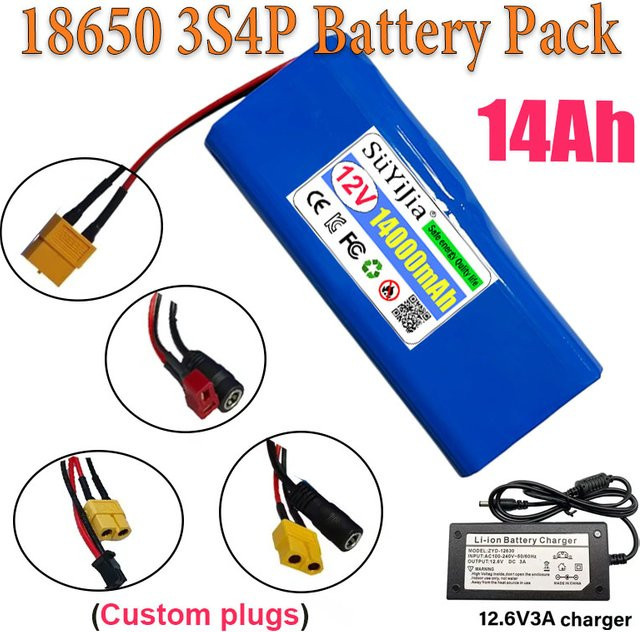 SUYIJIA Lithium-Ionen-Akku 11,1 V 14000 mAh 3S4P 18650 mit BMS in Blau - Bild 1