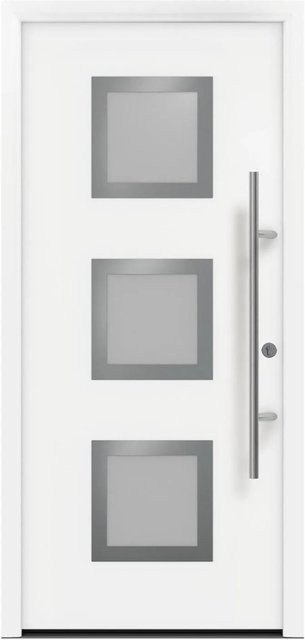 EcoStar Haustür Isopro Secur IPS 810S mit Glaseinsatz, Verkehrsweiß, B: 110 cm, H: 210 cm, DIN Rechts - Bild 1