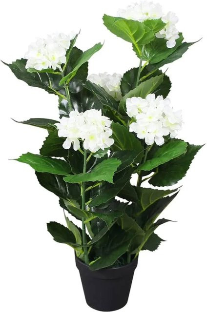 vidaXL Künstliche Hortensie in Weiß mit Kunststofftopf, Höhe: 60 cm - Bild 1