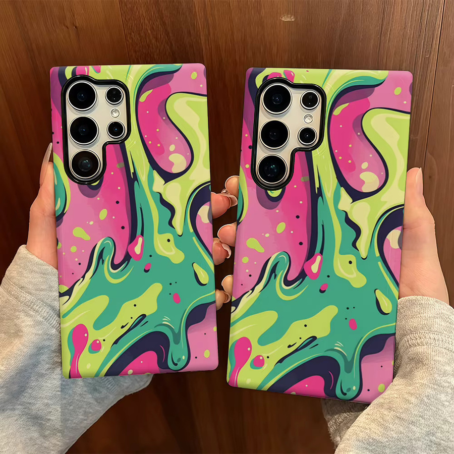 Neon Pink Slime Swirls Handyhülle für Samsung Galaxy S25 Ultra, S24 und S23 Ultra Plus mit glänzender doppellagiger Rückseite in Pink und Multicolour - Bild 6