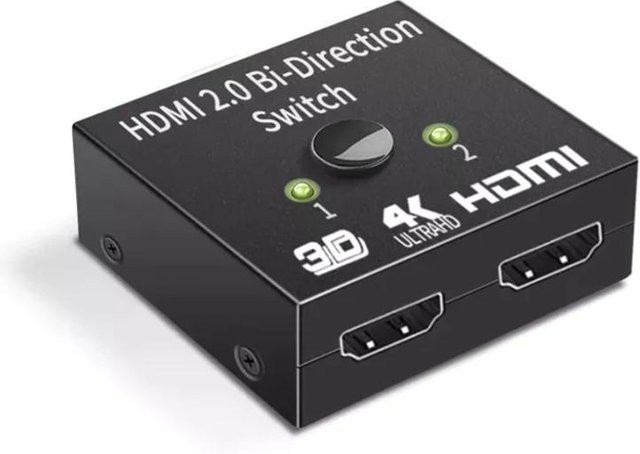 YJMP Electronic HDMI Switcher 2 In 1 Out, 4K 60Hz Bidirektionaler Video Splitter, Schwarz - Bild 1