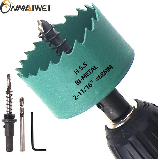 Onmaiwei Lochsäge aus Bimetall mit 68 mm Durchmesser in Grün für Holz, Metall, PVC und Kunststoff - Bild 1