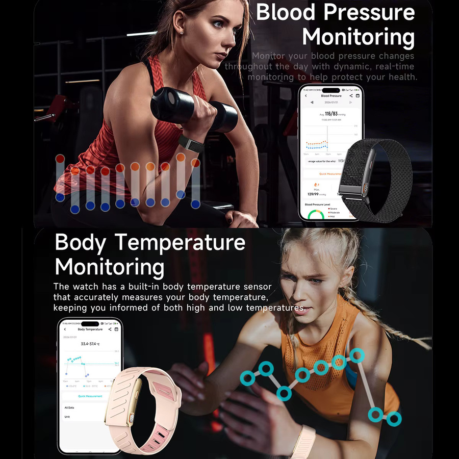 VWAR MG Fitness-Tracker mit KI-Körperzusammensetzungsanalyse und Gesundheitsfunktionen wie EKG, PPG, Blutdruck und Blutsauerstoff in Schwarz oder Silber - Bild 5