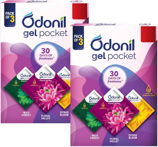 Odonil Gel Taschenlufterfrischer mit ätherischen Ölen Multicolor, 60g (6 x 10g) - Bild 1