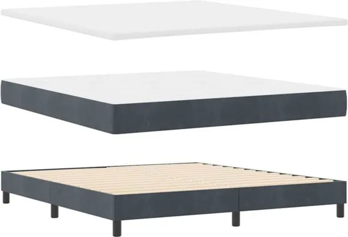 vidaXL Boxspringbett mit Matratze aus Samt in Schwarz und Anthrazit B/T: 100 x 200 cm - Bild 1