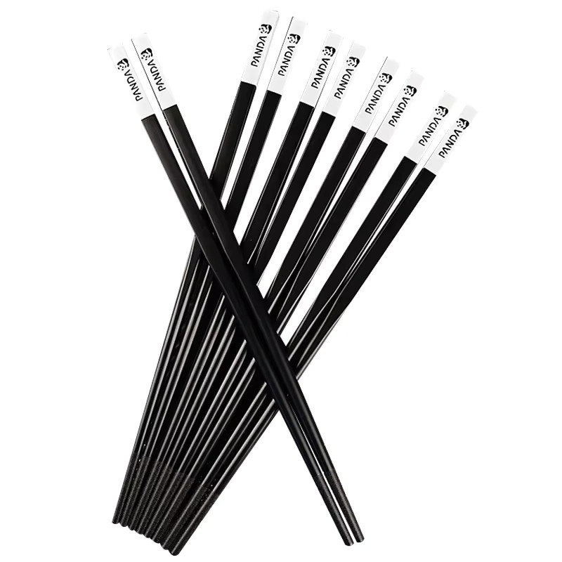 KNGZI Essstäbchen-Set mit Panda-Muster in Schwarz und Weiß, 5 Paar, Länge: 24 cm, mattes Finish - Bild 3