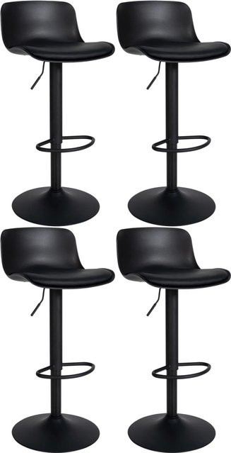 4er Set Barhocker DELUKE CABEL in Schwarz aus Kunstleder, höhenverstellbar, drehbar mit Lehne, B/T/H: 43,5 x 46 x 75 cm - Bild 1