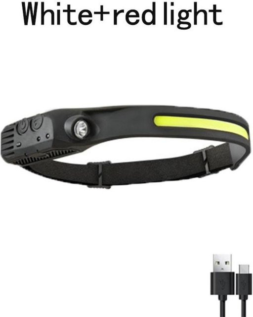 YWZT Outdoor LED Stirnlampe mit COB-LED und 1500mAh Akku, USB wiederaufladbare Induktions-Stirnleuchte für Camping und Angeln - Bild 1