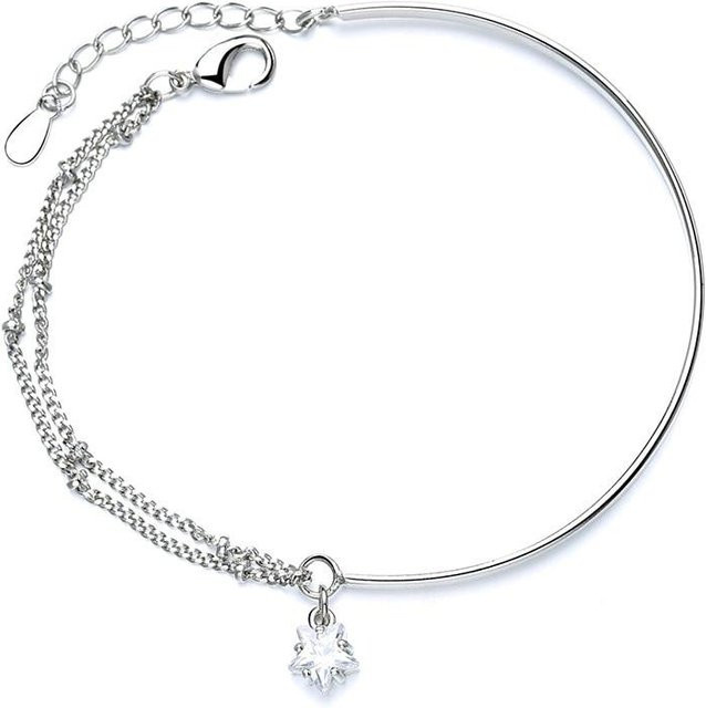 Armband & Armreif 925 Sterlingsilber, Kristall Stern, Damen, weiß - Bild 1
