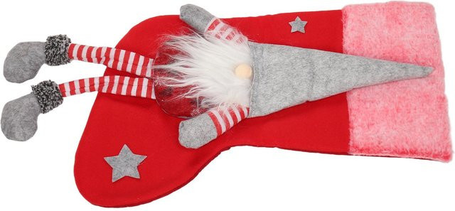 Igeteck Weihnachtsstrumpf Wichtel Dekoration in Rot mit Beinen als Christbaumanhänger aus Textil - Bild 1