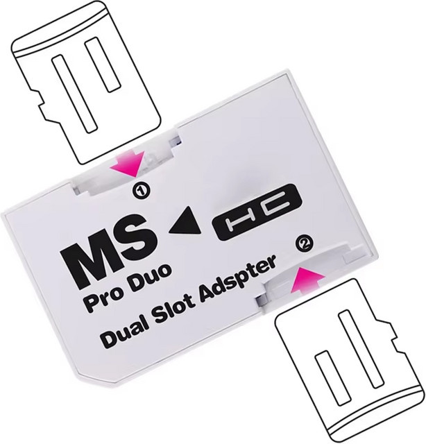 TECTINTER Kartenadapter-Lesegerät für PSP Memory Stick Pro Duo, SD SDHC TF zu MS Konverter in Schwarz - Bild 1