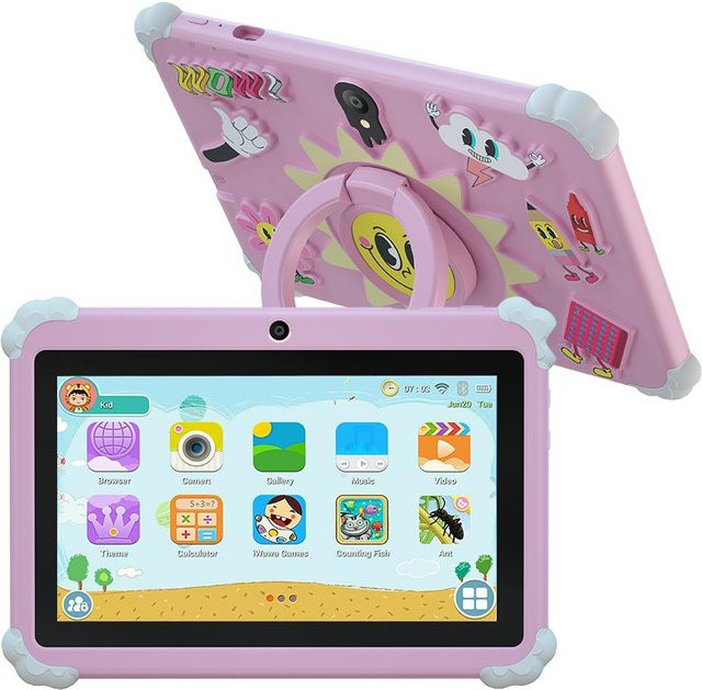 BDF Kinder Tablet PC mit 7 Zoll Display, Android 13, Octa-Core Mediatek Prozessor, 4 GB RAM, 64 GB Speicher, Farbe: Rosa - Bild 1