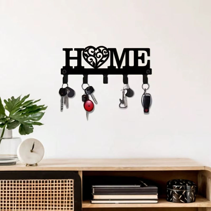 CIFBUY Metall-Wandkunst Schlüsselhaken in Schwarz als rustikaler Organizer für Mäntel, Hüte und Taschen - Bild 2