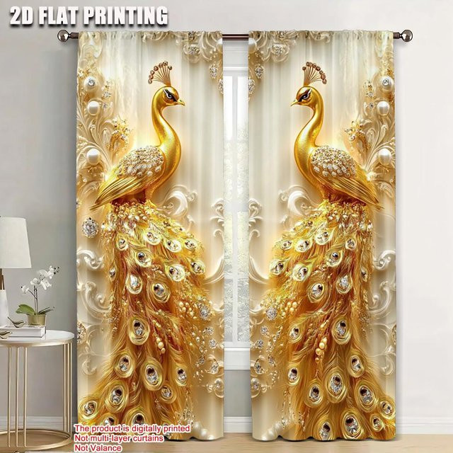 Festlicher Vorhang mit Pfauen-Design aus Polyester in verschiedenen Farben, Breite: 100 cm, Höhe: 70 cm - Bild 1