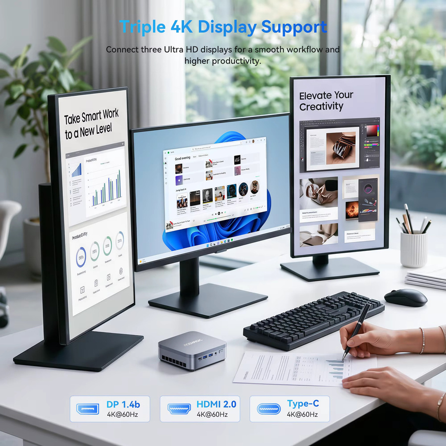 ACEMAGIC M5 Mini-PC mit Windows 11 Pro, Intel Core 14650HX, 32GB DDR4 und 1TB NVMe SSD für Büro und Zuhause - Bild 5