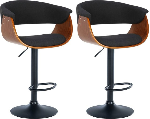 DELUKE 2er Set Barhocker BAKOT, höhenverstellbare Barstühle mit Lehne und 360 Grad Drehbarkeit, Stoff Walnuss/Schwarz, B/T/H: 60 x 51 x 90 cm - Bild 1
