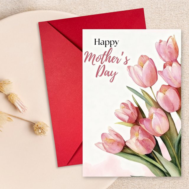 Romantische Grußkarte mit Blumenbouquet für Muttertag oder Dankeschön, Set mit Umschlag, mehrfarbig - Bild 1