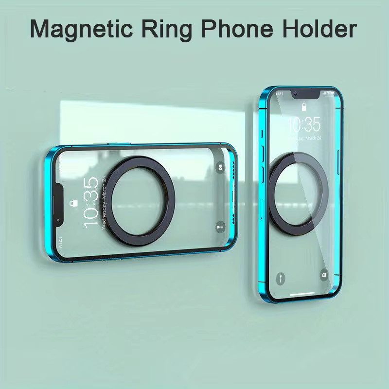 WSSHE Magnetischer Ringhalter für iPhone 16, 15, 14, 13, Universeller Wand-Handy-Magnethalter und Magsafe-Auto-Ständer, Schwarz - Bild 2
