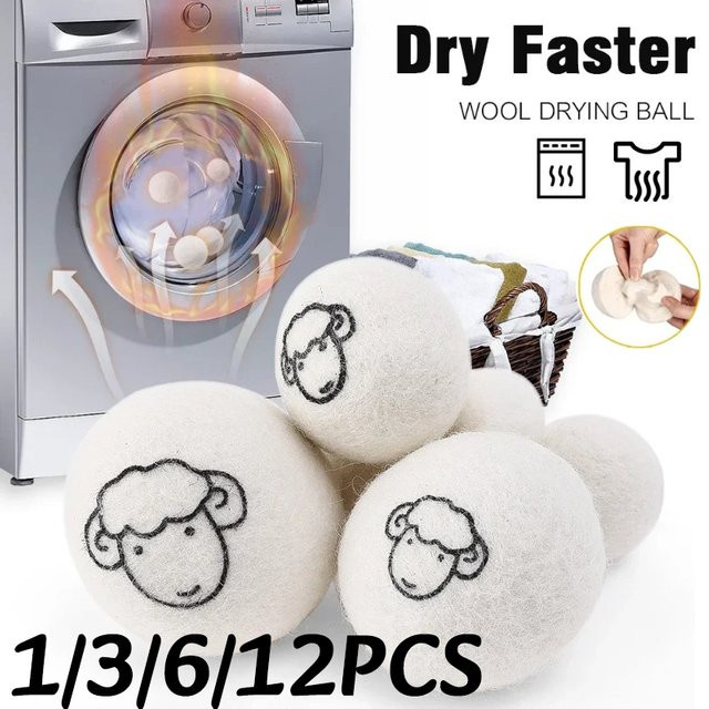 YOCITY Wolle Trockner Bälle aus natürlicher Faser, Weiß, 5 cm oder 7 cm - Bild 1