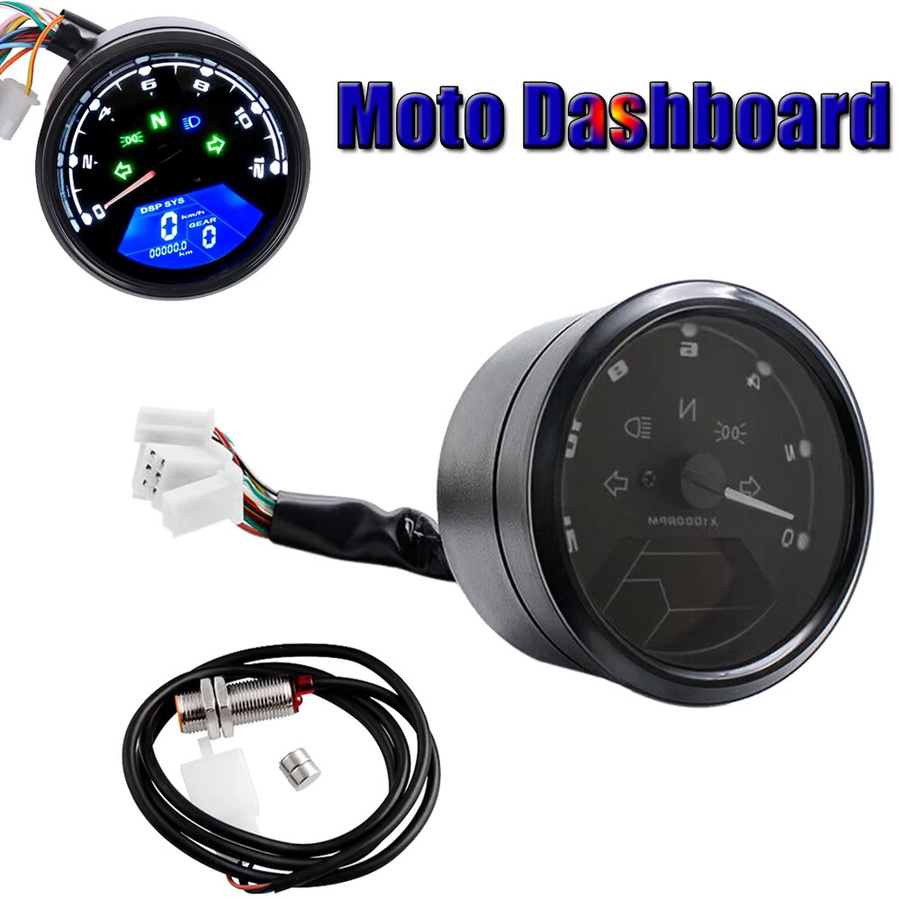 MAIMEIMI Digitaler Motorrad Tachometer mit LCD-Display in Schwarz, 12000 RPM, km/h und mph - Bild 2