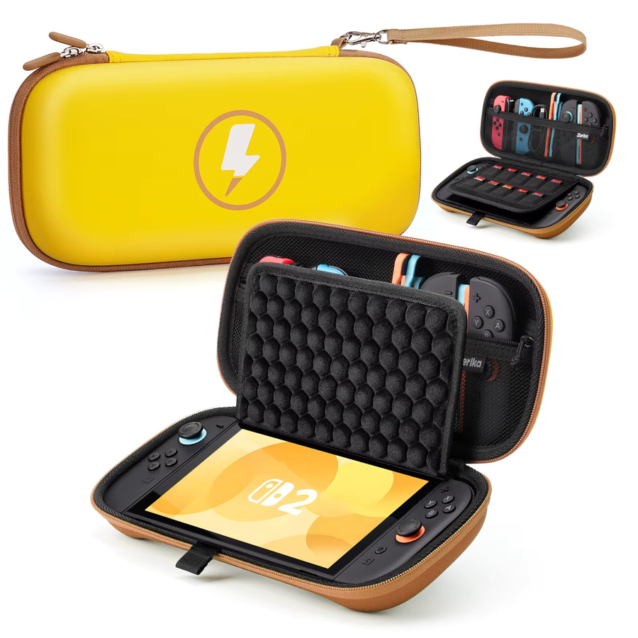 Yinke EVA-Tragetasche für Nintendo Switch in Gelb – Stoßfeste Reisetasche mit großem Fassungsvermögen für Konsole und Zubehör - Bild 7