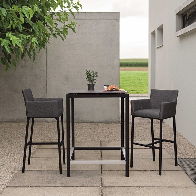 Stern Bar-Set aus Aluminium mit Bar-Tisch und 2 Bar-Sesseln Artus in Schwarz Matt und Seidenschwarz - Bild 1