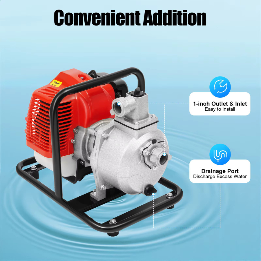 Bymaocar Benzinbetriebene Wasserpumpe 43cc mit 1 Zoll Anschluss und zusätzlichem Luftfilter für die landwirtschaftliche Bewässerung - Bild 7