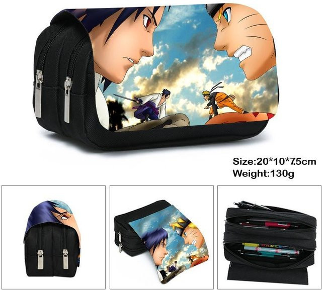 Naruto Federmäppchen für Grund- und Sekundarschüler, Schwarz - Bild 1