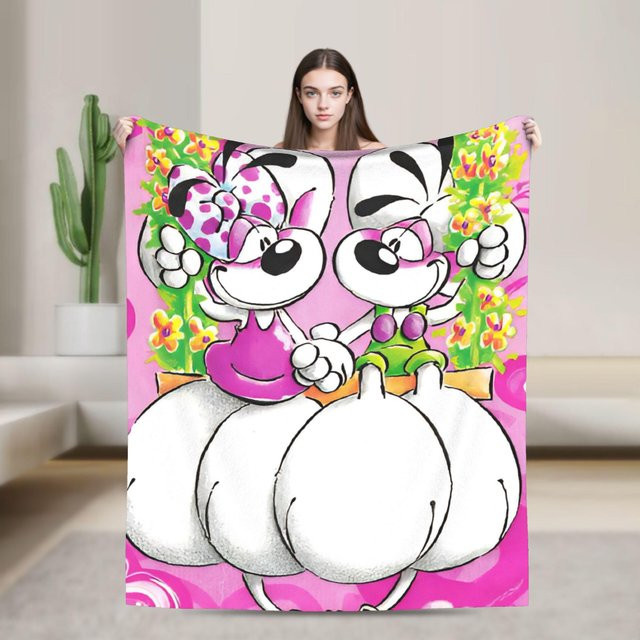 Diddl Plüschdecke von Tinika Chen in Pink, kuschelige Flanell Überwurfdecke für Kinder, B/B: 100 x 150 cm - Bild 1