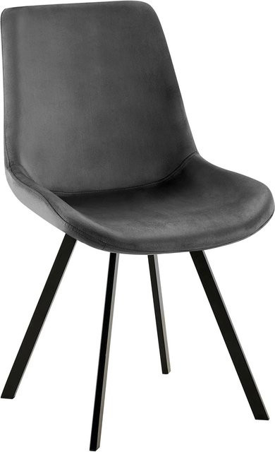 DELUKE Esszimmerstuhl LOVER aus Samt in Dunkelgrau, B/T/H: 53 x 59 x 89 cm - Bild 1