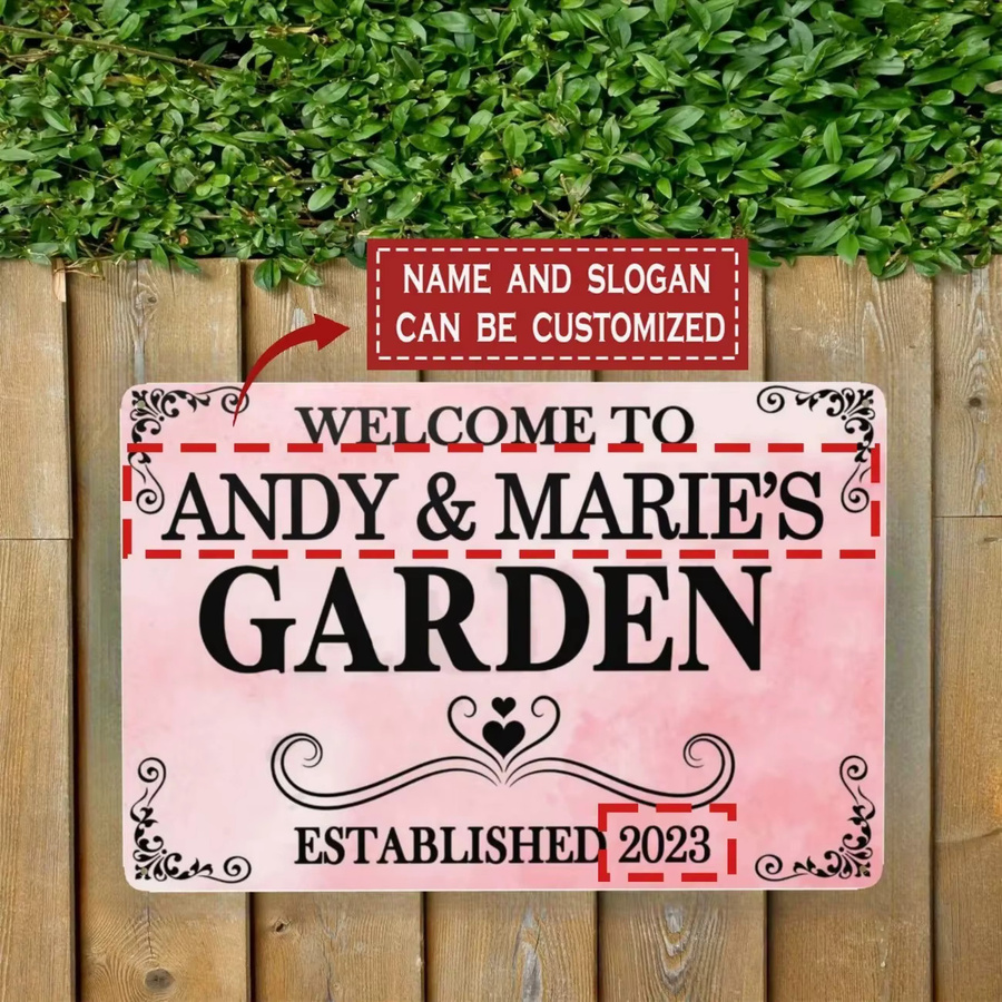 CIFBUY Personalisiertes Vintage-Garten-Metallschild als individuelles Wanddekor für Terrasse, Gewächshaus oder Gartenhaus - Bild 2