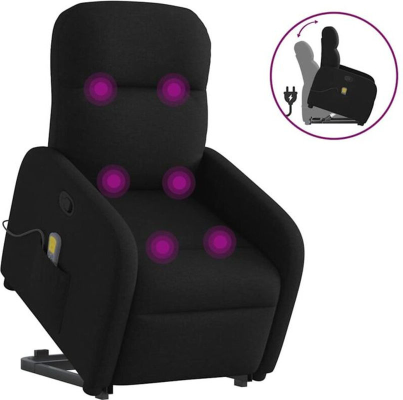 vidaxl Massagesessel mit Aufstehhilfe in Schwarz aus Stoff und Metall - Bild 1