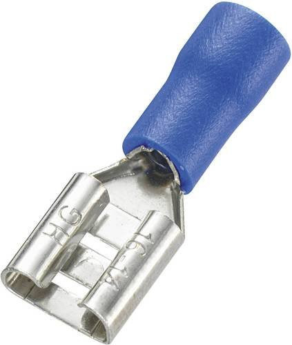 TRU Components Flachsteckhülse 745194 Blau, 100 Stück, Steckbreite: 6,4 mm, Steckdicke: 0,8 mm, 180° Teilisoliert - Bild 1