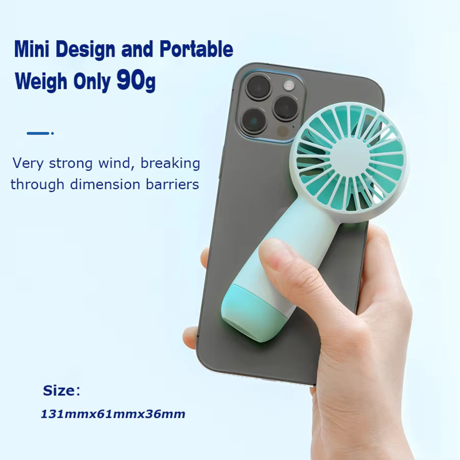 HAOYUNMA Tragbarer Mini Handventilator mit 1500mAh Akku, Wiederaufladbarer USB-Ventilator in Weiß, 3 Stufen, Gewicht: 90g - Bild 4