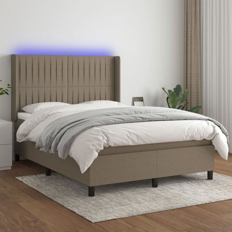 vidaxl Boxspringbett mit Matratze in Taupe meliert, Stoff, B/T: 140 x 200 cm - Bild 1