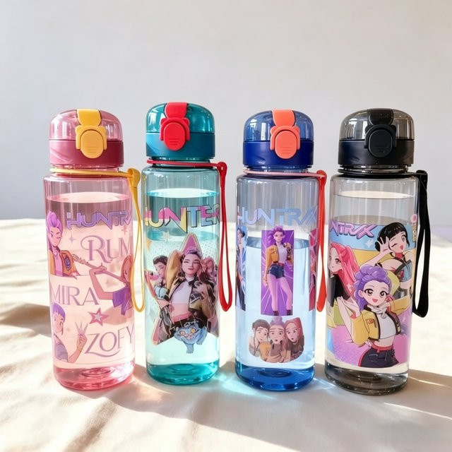 Hasbro Wasserflasche mit Cartoon-Motiv Hübsches Mädchen in Grün, 700 ml mit Trageband - Bild 1