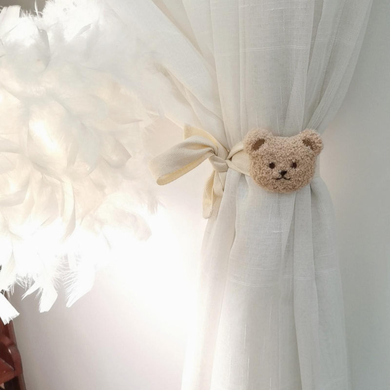 Vorhang Raffhalter mfySpace mit besticktem Bärenkopf in Beige zur Dekoration für das Kinderzimmer - Bild 2