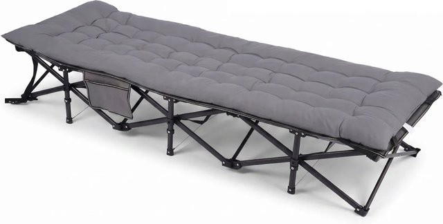 Sekey Feldbett Campingbett mit abnehmbarer Matratze und 14 Standbeinen, Farbe: Grau, B/T/H: 190 x 70 x 30 cm, Belastbarkeit: 250 kg - Bild 1
