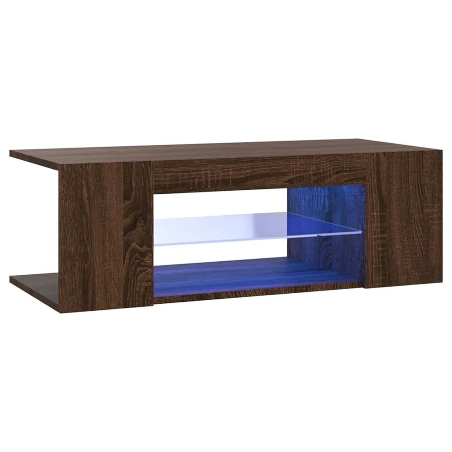 vidaXL TV-Schrank mit LED-Leuchten in Braun Eichen-Optik, B/T/H: 90 x 39 x 30 cm - Bild 2
