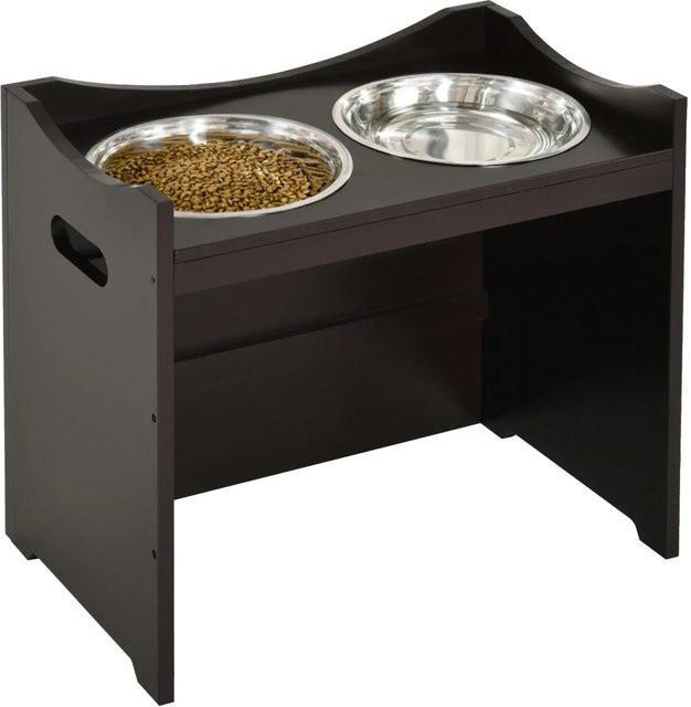 PawHut Futterstation aus MDF und Edelstahl in Braun, B/H/T: 54 x 47 x 31,5 cm - Bild 1