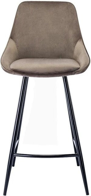 Vente-unique Barhocker Masurie in Taupe aus Samt, Breite: 48 cm - Bild 1