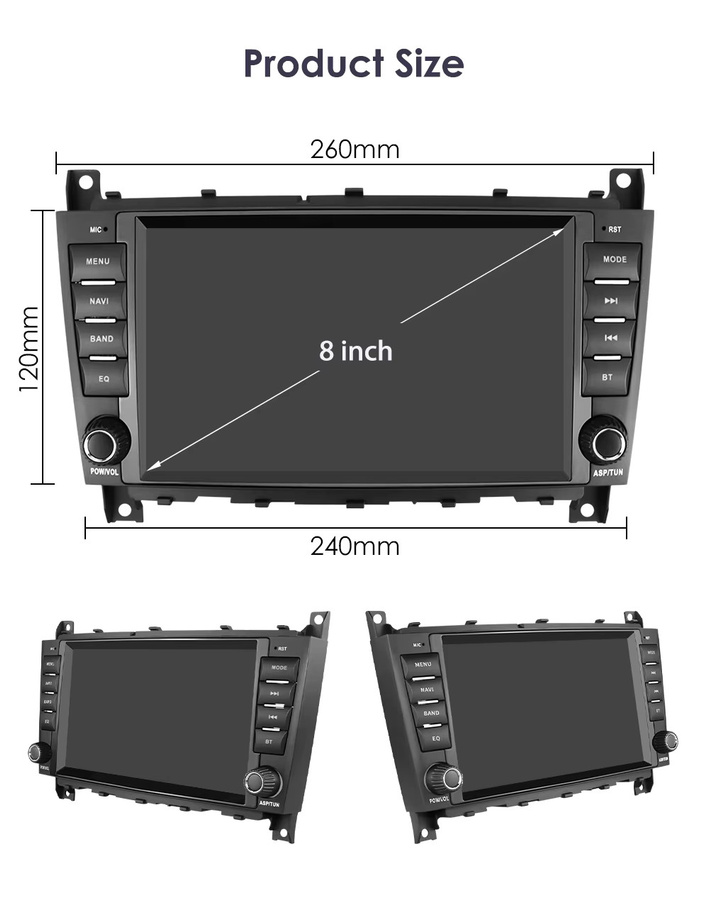 Hizpo 2Din Android 13 Auto Multimedia Player für Mercedes Benz C-Klasse W203 C180 C200 CLK W209 mit GPS, RDS und Carplay in Schwarz - Bild 5