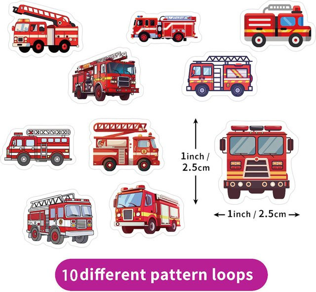 500 Belohnungsaufkleber mit Feuerwehr- und Rettungsmotiven, 10 verschiedene Designs, Durchmesser: 2,5 cm, Mehrfarbig - Bild 1