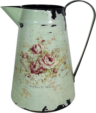 Deko Krug aus Zink in Rose im Landhausstil, Höhe: 28 cm