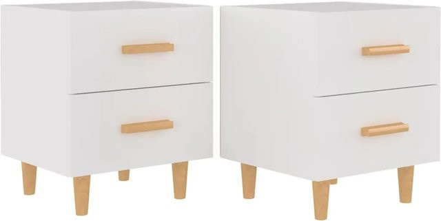 vidaXL Nachttische 2er Set Weiß Skandinavischer Stil B/T/H: 40 x 35 x 47,5 cm - Bild 1